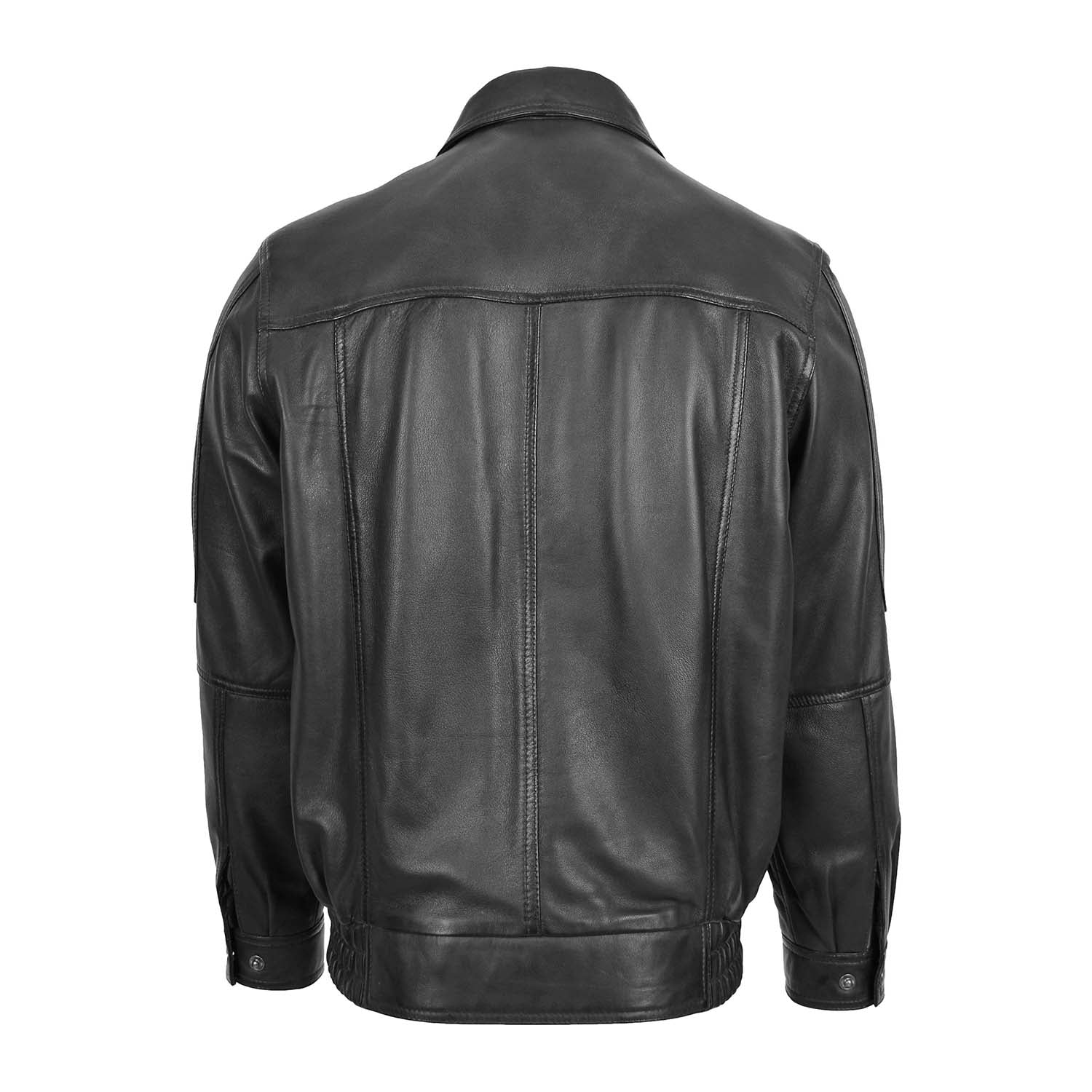 Mens Bomber Leather Jacket Classic Style Jim Black