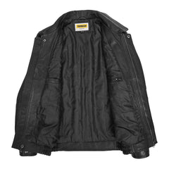 Mens Bomber Leather Jacket Classic Style Jim Black
