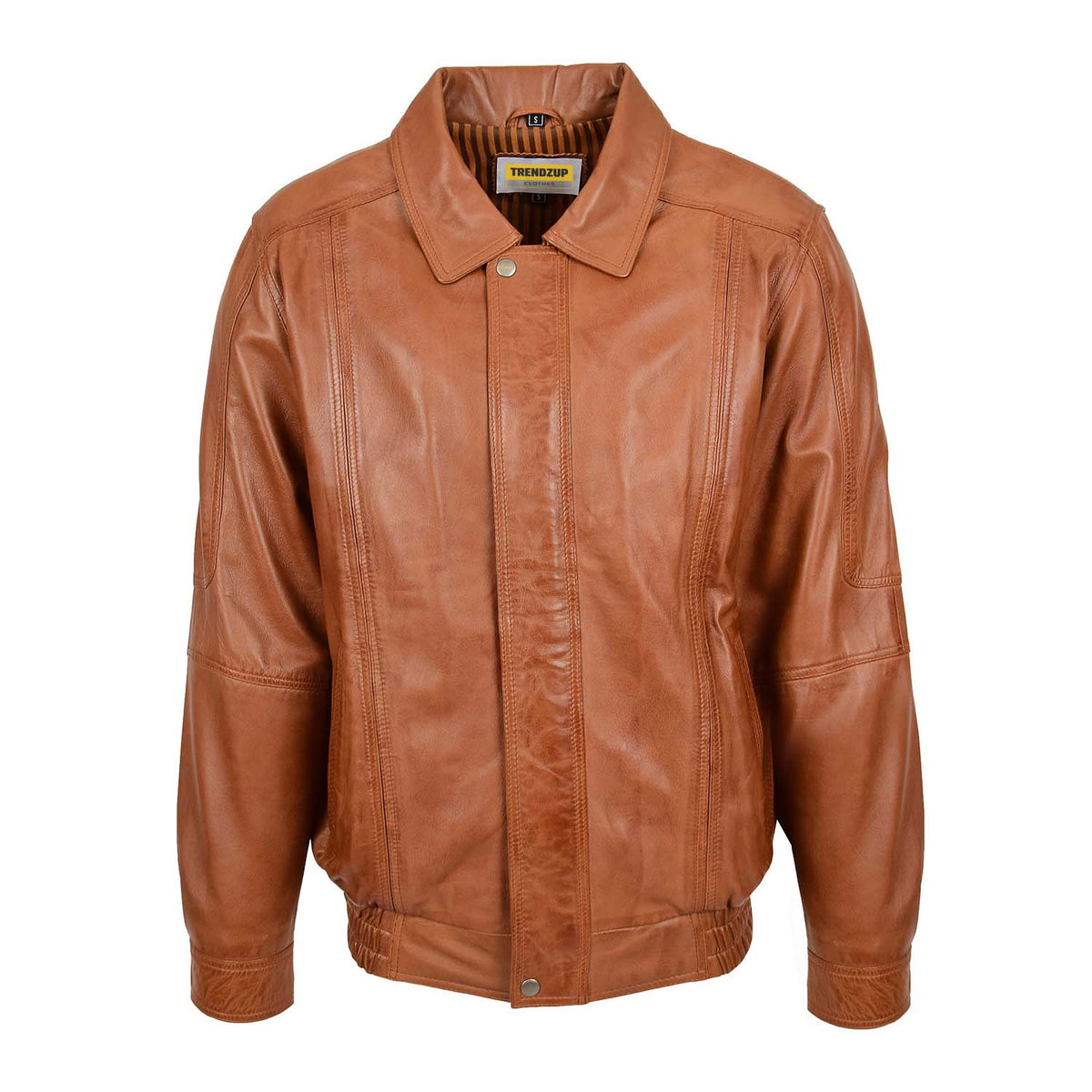 Mens Bomber Leather Jacket Classic Style Jim Tan