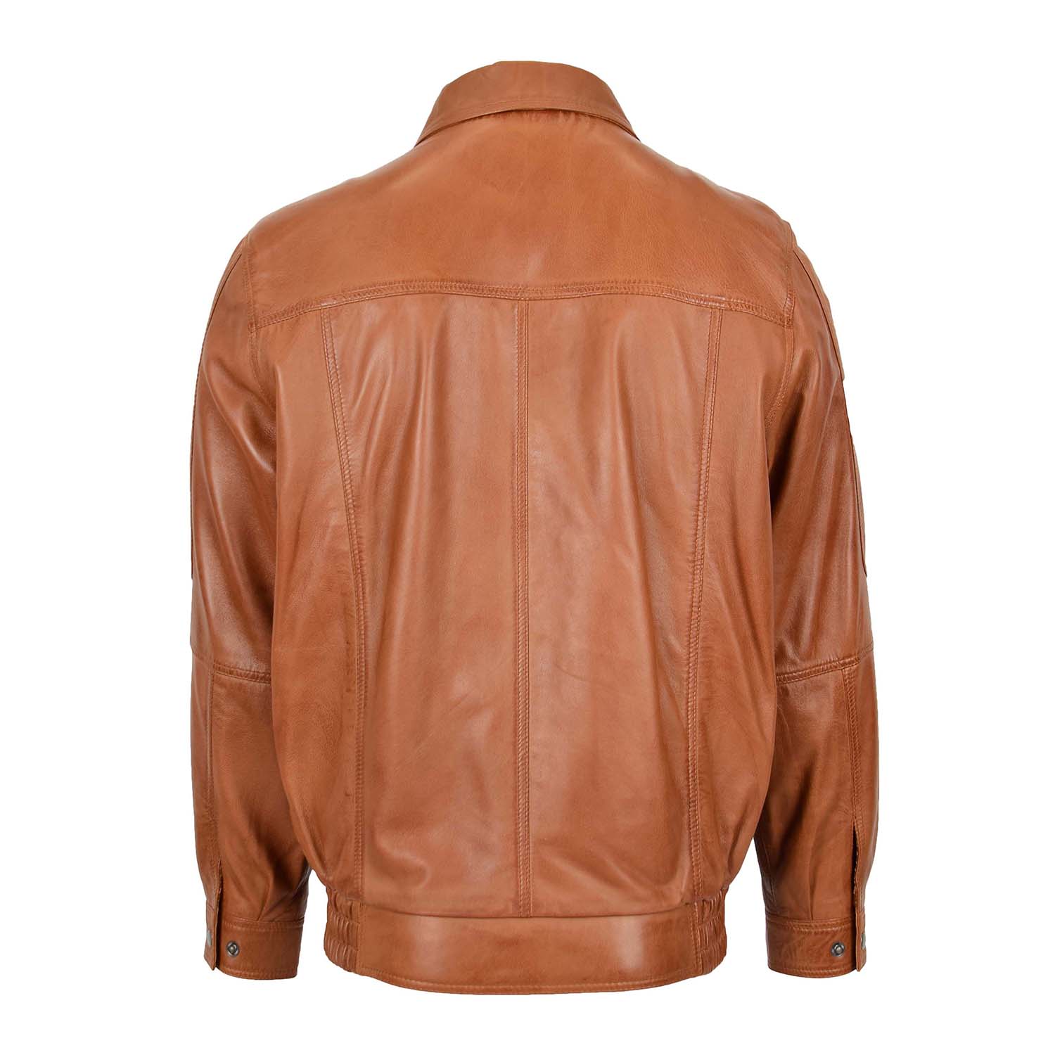 Mens Bomber Leather Jacket Classic Style Jim Tan