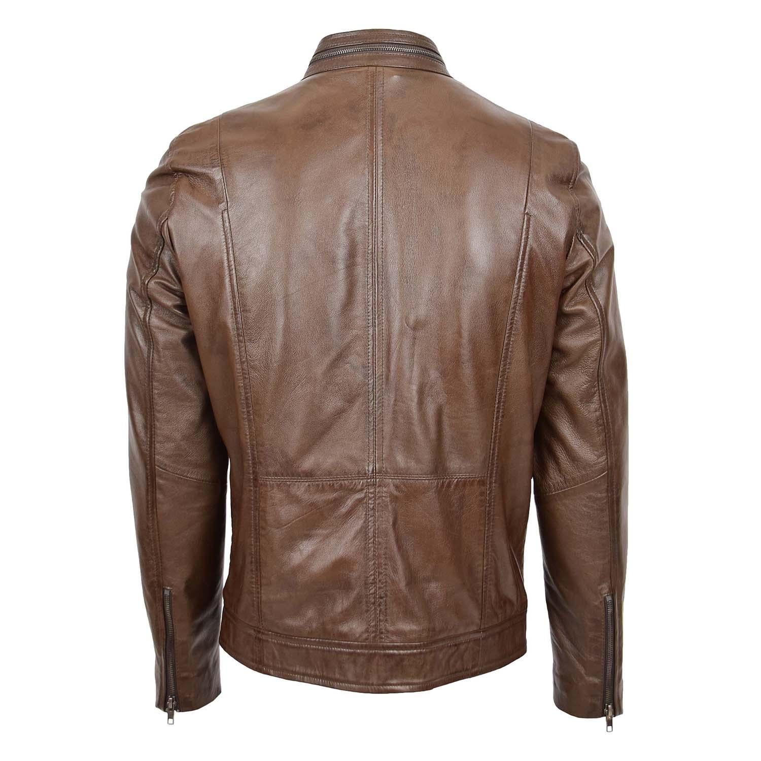 Mens Casual Biker Leather Jacket Jaime Timber