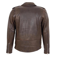 Mens Heavy Duty Leather Biker Brando Jacket Kyle Antique Brown