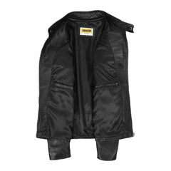 Mens Leather Biker Style Jacket with Quilt Detail Jackson Black
