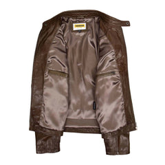 Mens Leather Biker Style Jacket with Quilt Detail Jackson Timber