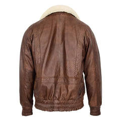 Mens Leather Bomber Jacket G-1 Aviator Style Cooper Brown