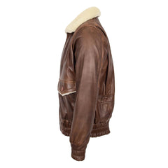 Mens Leather Bomber Jacket G-1 Aviator Style Cooper Brown