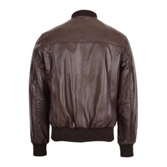 Mens Leather MA-1 Bomber Jacket Ryan Brown